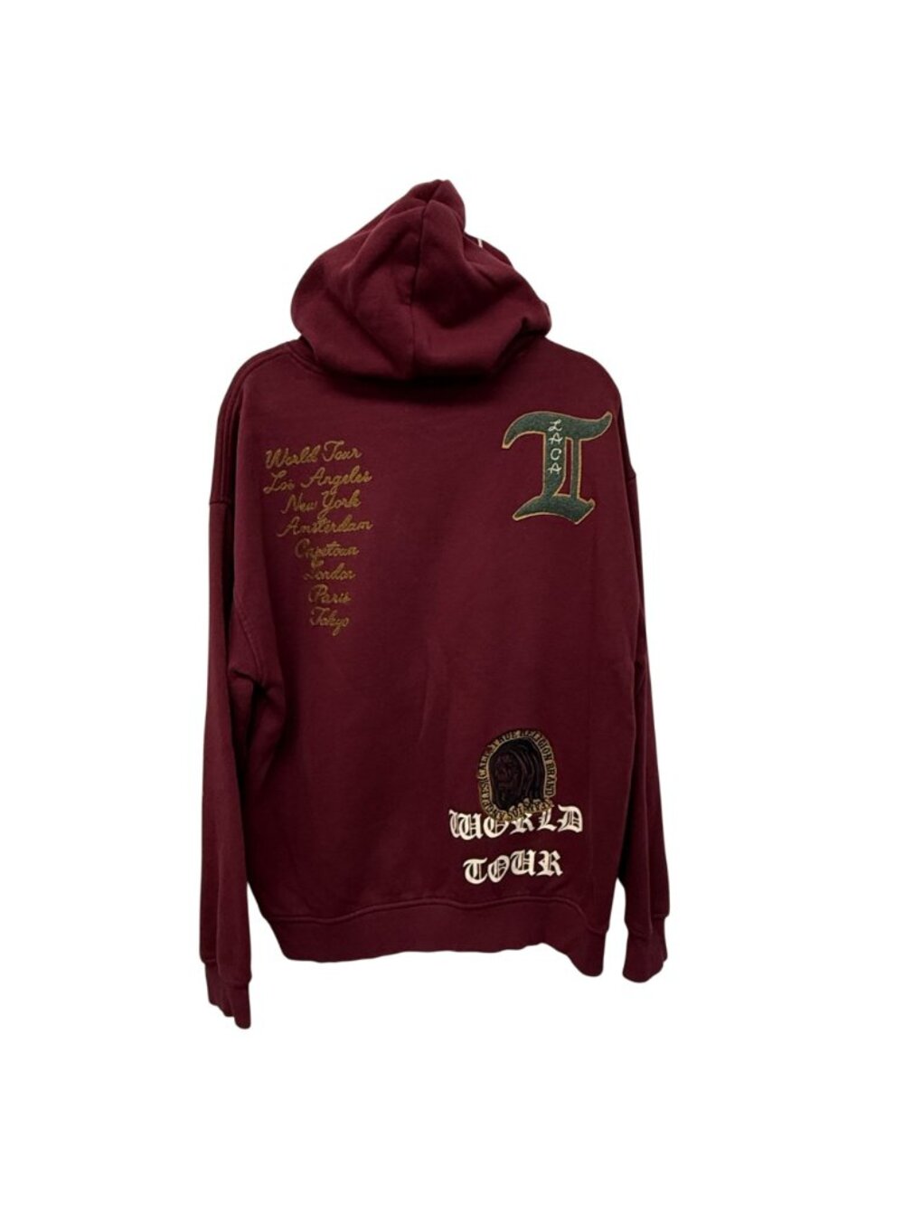 True Religion Men's Relaxed Fit Patch Graphic Hoodie Burgundy - Picture 3 of 16